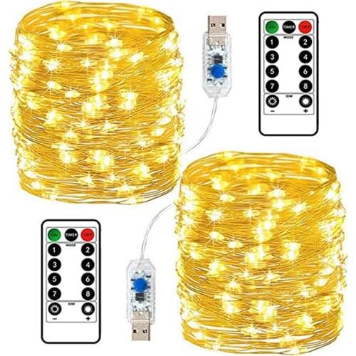 Festive outdoor copper string light 5m 10m 20m 30m remote control timing battery USB garden light for party Christmas decoration