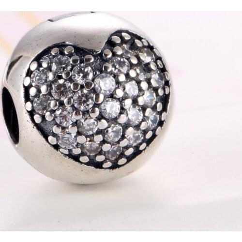 S925 Bead DIY Jewelry Love Of My Life Clips Stoppers Charm fit Lady Bracelets Bangle Pave Clear CZ