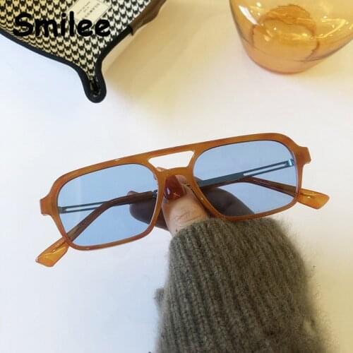 Vintage Luxury Square Sunglasses Women Brand Design 2021 Trendy 90s Small Rectangle Sun Glasses Double Bridge Men Shades Glasses
