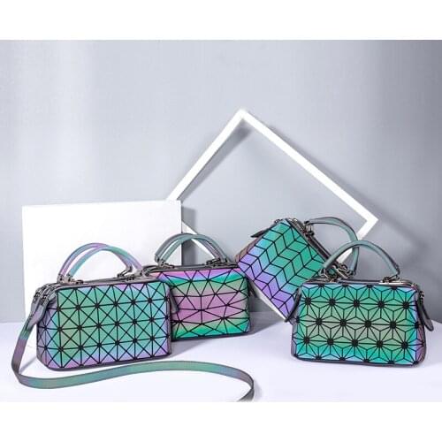 10 Inch Geometric Luminous Boston Bag,Women Handbags,Crossbody Bags,Bucket Bag,Shoulder Bag,Tote
