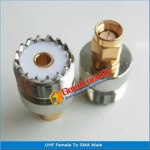 UHF PL259 SO239 To SMA Connector Coax Socket SMA Male To UHF Female Plug solid UHF - SMA Brass Straight RF Coaxial Adapters