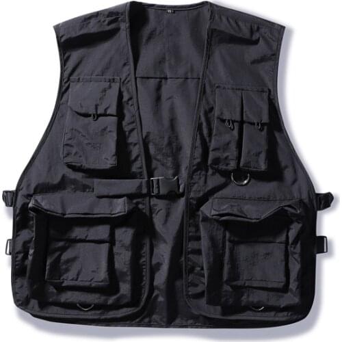 Military Multiple Pockets Cargo Vest Hip Hop Vest Men Dad Core Vest Sleeveless Jacket Gilet Mens Vest Streetwear