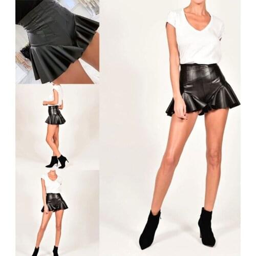 High Waist Wide Leather Skirt Fashion Cool Girly Ladies Short Dress All-match Summer Daily Wearing Streetwear Women Chic