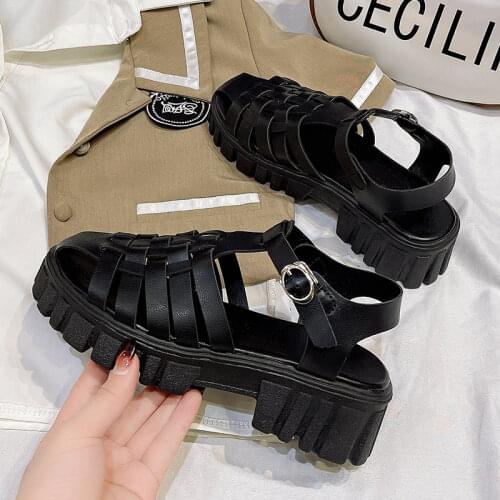Gladiator Platform Womens Sandals Women Soft Leather Casual Open Toe Wedges Ladies Shoes Thick Bottom Hollow Women Sandals