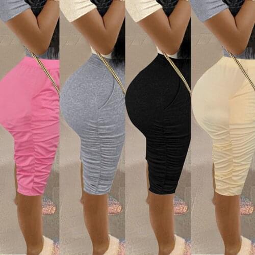 Womens pockets folds slim fit womens pants nightclub clothes