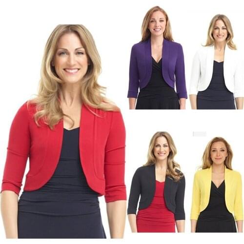 2021 New Female Cardigan Coat Solid Color Long Sleeve Short Jacket Crop Tops for Spring Fall Yellow/Purple/White/Black/Red