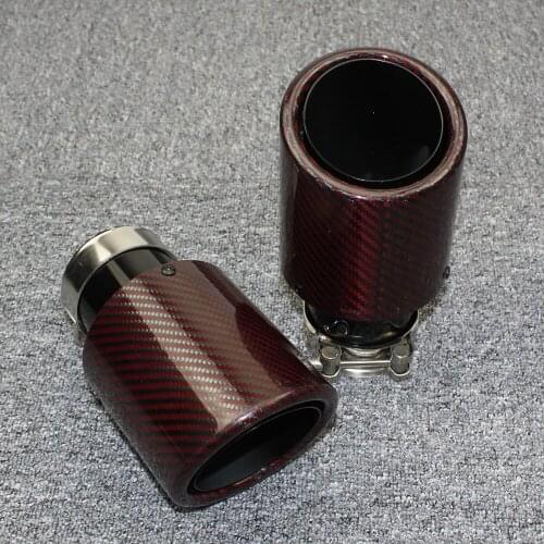 1pcs car Accessories Exhaust pipe carbon fiber tail throat curled with red gloss + black muffler tail pipe