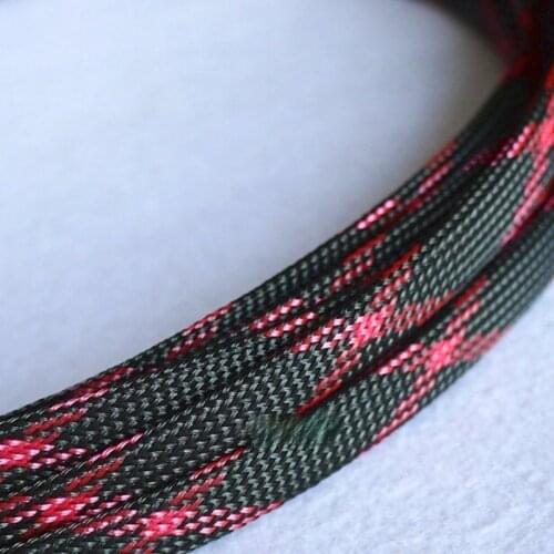 Audio Shockproof Net 1Meter Braided Cable 10-18mm Wiring Harness Loom Protection/Sleeving - Black/Red for DIY Cable