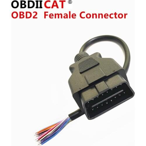 10Pcs free shipping OBDII 16Pin Extension Opening Cable OBD2 Car Diagnostic Interface Connector Female Converter