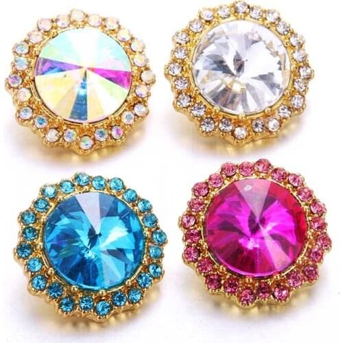 10pcs/lot New Snap Button Jewelry Mixed Crystal Rhinestone Flower 18mm Metal Snap Buttons Fit Leather Snaps Bracelet Bangles9124