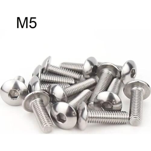 10pcs Stainless Steel Big Flat Round Head Inner Hexagon Screw Bolt M5 5mm M5X16 M5x14 M5X20
