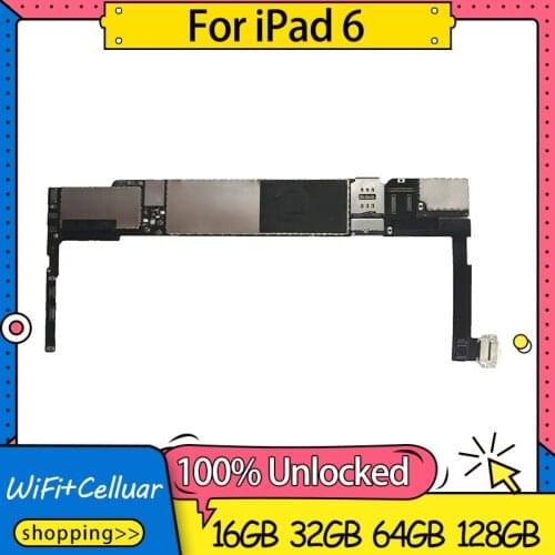 100% Unlocked A1566 A1567 Motherboard For iPad 6 Air 2 Without Touch ID WiFi 4G Celluar Version Logic Board 16GB 32GB 64GB 128GB