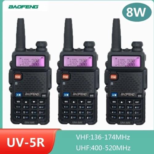 3pcs BaoFeng UV-5R 8W Powerful Walkie Talkie UV 5R VHF UHF Amateur Radio Scanner HF Transceiver UV5R CB Ham Radio Station 10KM