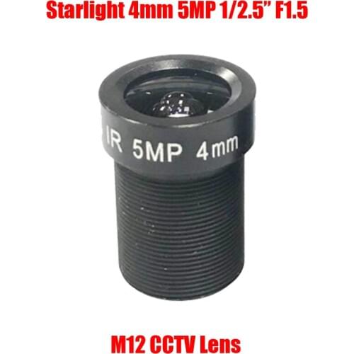 5PCS/Lot Starlight 5MP 4mm 1/2.5" F1.5 IR Wide Angle View M12 MTV Mount CCTV Fixed Board Lens for Security Camera