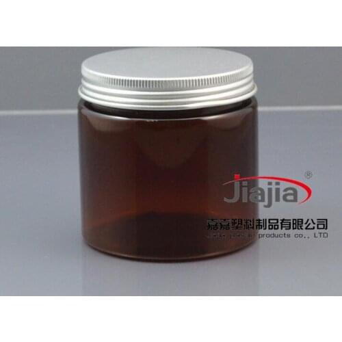 Free shipping:200g aluminum lid Can PET Food storage 200ml brown Plastic Food Container Cream brown Jar with silver aluminum lid