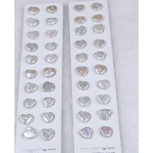 12-13mm White Heart Shape Beads Pair Cultured Freshwater Pearl No Hole Jewelry Making DIY Accessories