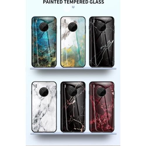 Marble Luxury Tempered Glass Phone Case TPU Protective Hard Cover for Huawei Y5p Y6p Y7p Y7a Y8p Y9s Y5 Y6 Y7 Pro Y9a Y9 Prime