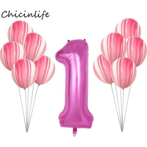 Chicinlife Girl 1st Birthday Balloons Happy Birthday Banner Kids Birthday Party Decoration Baby Shower Decoration