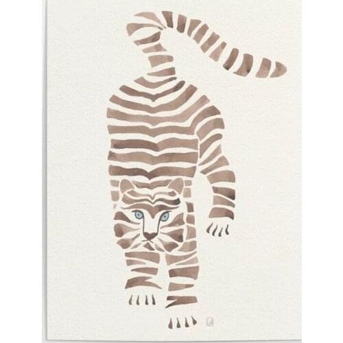 Home Decor Wall Art White Tiger Cartoon Animal Canvas Painting HD Printings Cool Pictures Modular Artwork Poster For Living Room