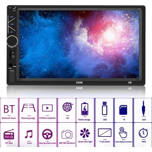 SWM-A6 Double 2 DIN Car Radio 7 inch Display Multimedia Video Player Bluetooth AUX TF Card Auto Stereo In Dash Head Unit