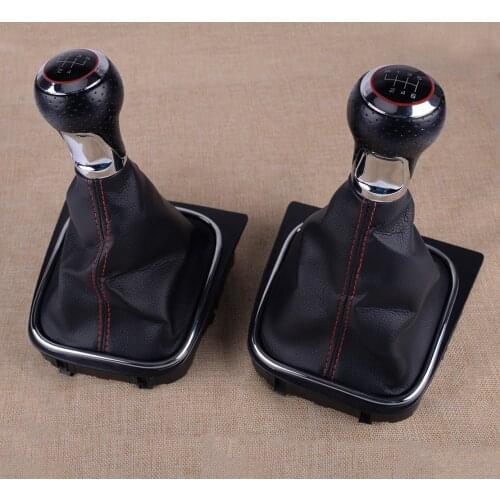 DWCX 5 6 Speed Manual Gear Lever Stick Shift Knob With Gaiter Boot Cover Car 1K0 711 113 Fit For VW Golf 5 MK5 R32 GTI 2004-2008