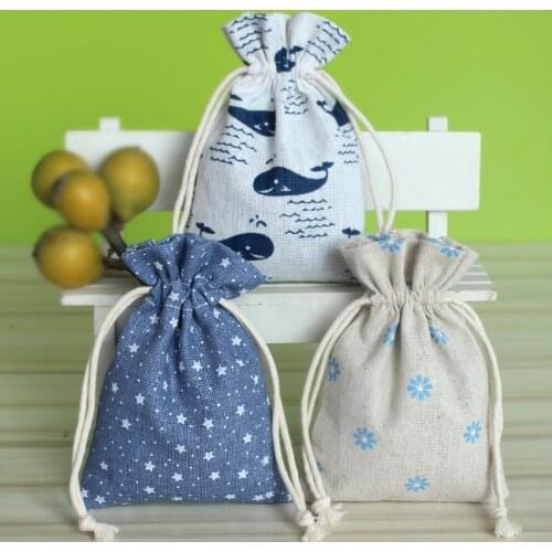 1pcs 10x14 Printied Cotton Bags Christmas Gift Jewelry Bag Wedding Party Decoration Drawer Bag Sachet Bag Reusable Home Pouchs