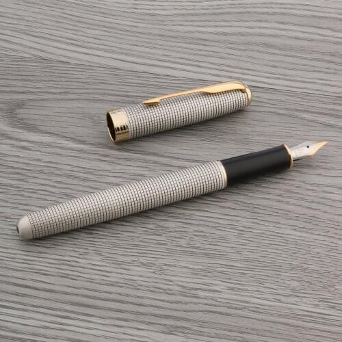 Jinhao metal 75 Fountain Pen classic silver lattice Stationery Office school supplies Writing Gift