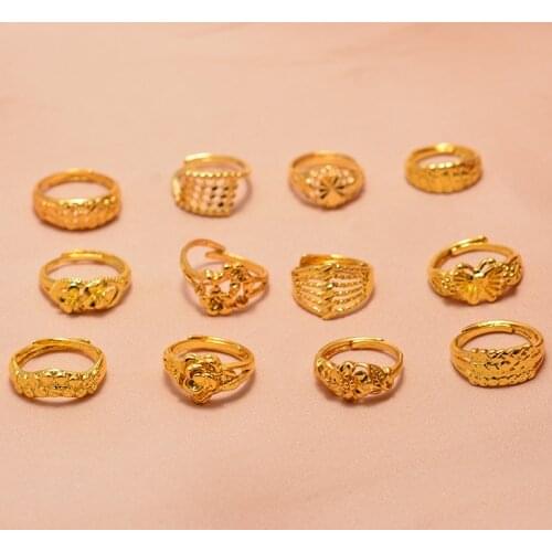 Fashion Variety Dubai Arab African Small Gold Color Rings for Girls Arabian Middle East Jewellery Little Bangs Woman Mama Gift