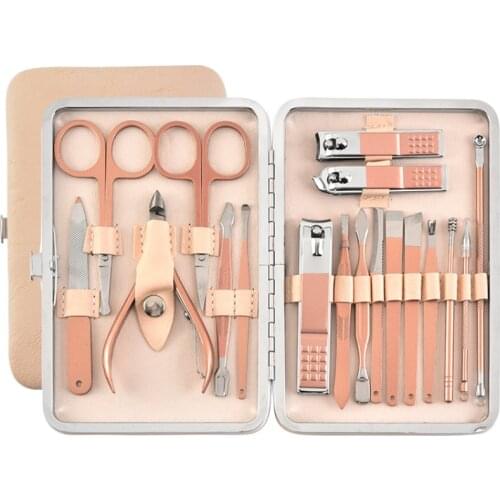 GJ rose gold 18-piece nail clippers nail clippers set manicure nail tool setcan be customized logo