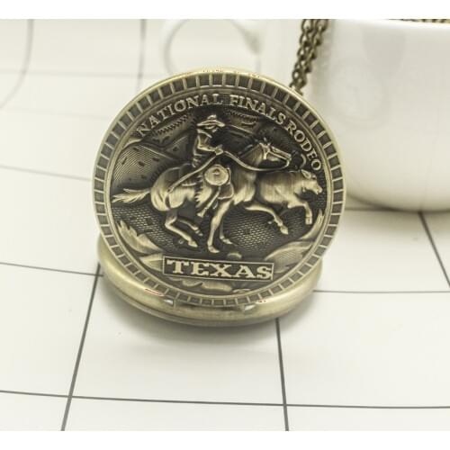 Retro TEXAS SALOON GOODSPRINGS, Quartz Pocket Watch Pendant Necklace Men Women Watches Chain Gift Watch