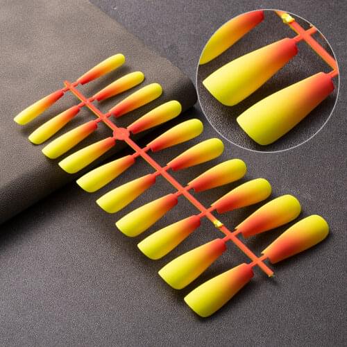 Matte Gradient False Nail Full Cover Fake Nails Candy Color Gradient Trapezoidal Nails Fake Natural Long Ballet Wearable Nails