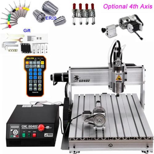 4 Axis Mini CNC Milling Machine 6040 Wood Router Engraver USB 2.2KW Metal Engraving Cutter Wireless Remote Controller