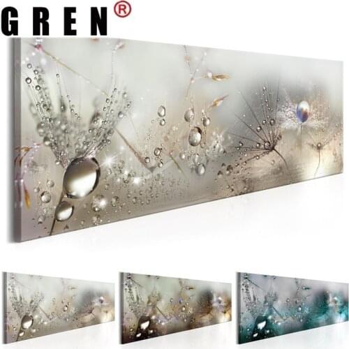 GREN Modular Abstract Canvas Paintings Posters Prints Abstract Water Drops Wall Art Dandelions Pictures Home Decor Living Room