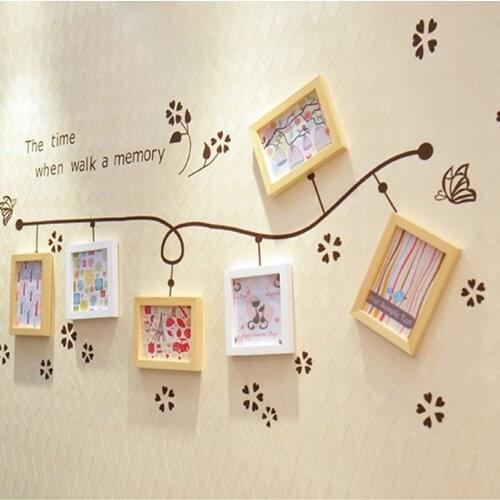 Cartoon simple brown flower rattan photo frame painting home childrens room living room creative decoration photo wall stickers
