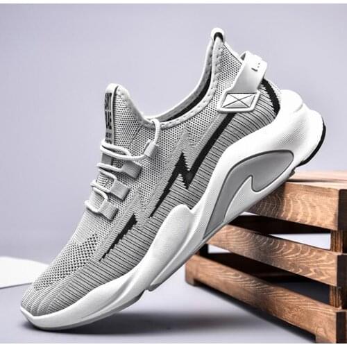 Summer new mens shoes fashion flying woven mens daily casual shoes lace up breathable running sports shoes men H563
