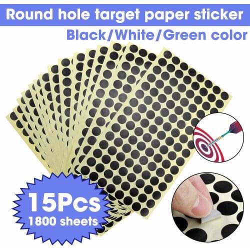 1800Pcs Self Adhesive Target Paster Shooting Stickers Round Patches For Training Hunting Pratice Green/Black/White 0.6"/1.5cm
