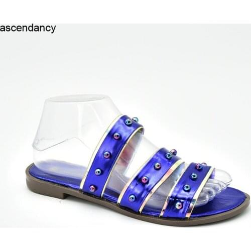 Latest Design Sandalias Rasteiras Femininas 2019 Luxury Shoes Women Designers Nigerian Women Wedding Shoes with Rhinestone