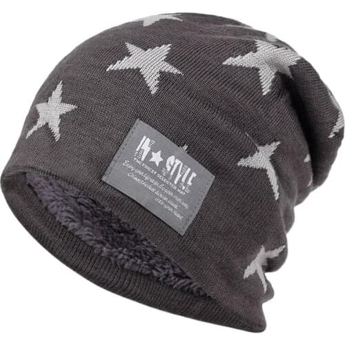 2019 new fashion five-pointed star style wool hat fashion new autumn and winter thick knit hats outdoor windproof warm caps