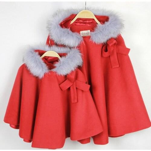 Autumn&Winter Mother Daughter Christmas Outfits Fashion Woolen Coat Matching Mother Daughter Clothes Family Matching Outfits