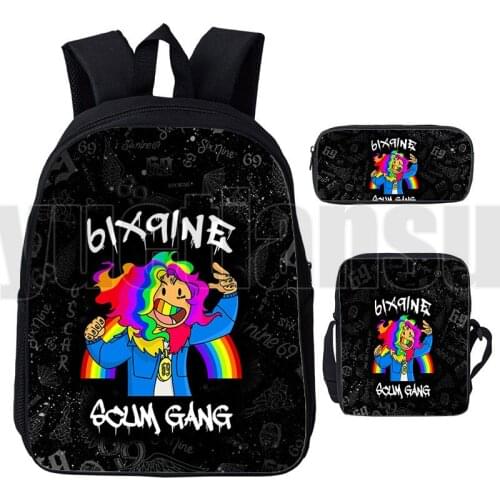 Rapper Tekashi 69 Backpack Men Album GOOBA Bag 3D Print 6ix9ine Schoolbags Anime Harajuku Teenager 3 Pcs/Set 12/16 Inch Bookbag