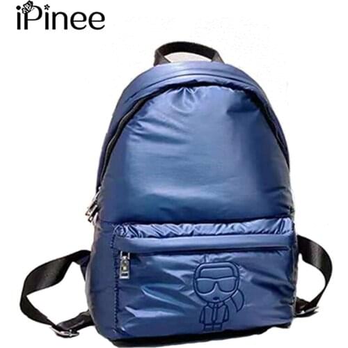 IPinee Fashion School Bag Waterproof Nylon Brand New Schoolbag Women Backpack Space Cotton Bag Shoulder Bags Computer Packsack