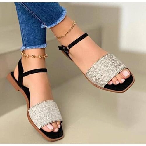 Summer Fashion Females Shoes Slip-On Flat Sandals Ladies Roma Flat Peep Toe Sandalias Casual Shoes Females Beach Flat Footwear