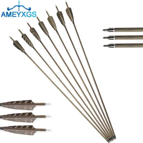 6/12pcs Archery Pure Carbon Arrow Spine350 Length 80cm with 4inch Turkey Feathers for Compound Recurve Bow Hunting Accessories