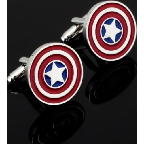 Captain America stainless steel cufflinks shirts cufflinks cuff button fashion enamel quality super hero Gemelos wholesale