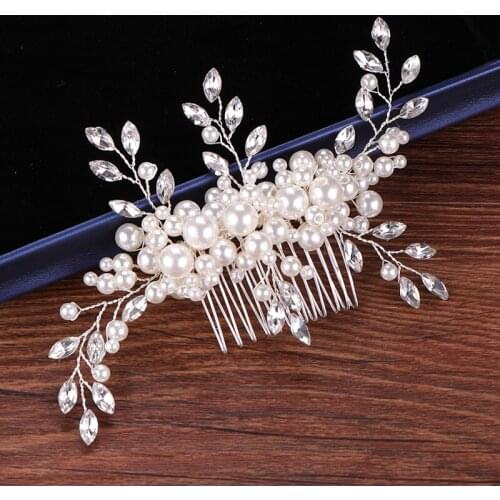 Pearl Hair Comb For Women Accessories Wedding Hair Comb For Bride Rhinestone Pearl Comb For Hair Headband Wedding Head Jewelry