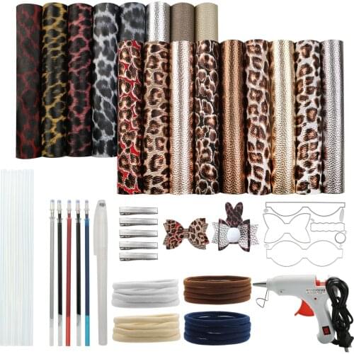 3 Styles 17 Pieces Faux Leather Sheets, Earring Cut Template and Earrings Making Tools Kit for Making Leather Earrings Bows