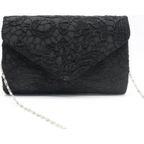 Womens Elegant Floral Lace Envelope Clutch Evening Prom Handbag Purse Wedding Party Bags Clutches Pochette Femme White