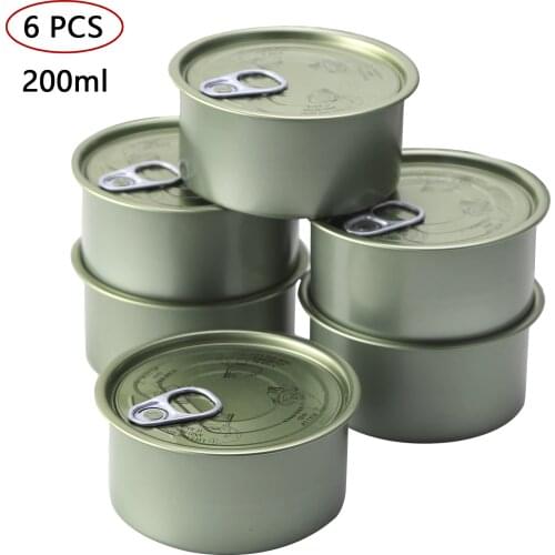 6Pcs Tinplate Self-Seal Jars Round Press In Tea Tins Can Leakproof Chilli Sauce Tins Can with Ring Lid for Food Packing Storage
