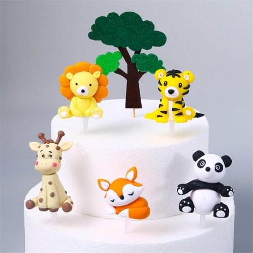 Animals Giraffe Tiger Decoration Monkey Cake Toppers for Childrens Day Party Baby Shower Happy Birthday Supplies Lovely Gifts