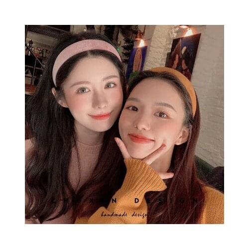 1PCS 2020 Autumn Winter Super Fairy Anti Slip Solid Color Cloth Girly Hair Bands Temperament Out Womens Head Bands HeadWear